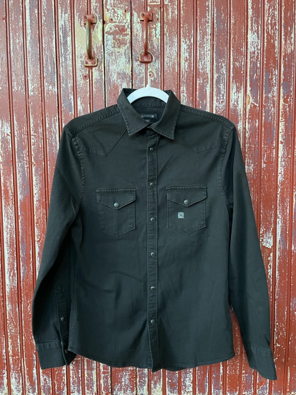 NWT Men’s Express Black Casual Button-Down Work Shirt Black (XS)
